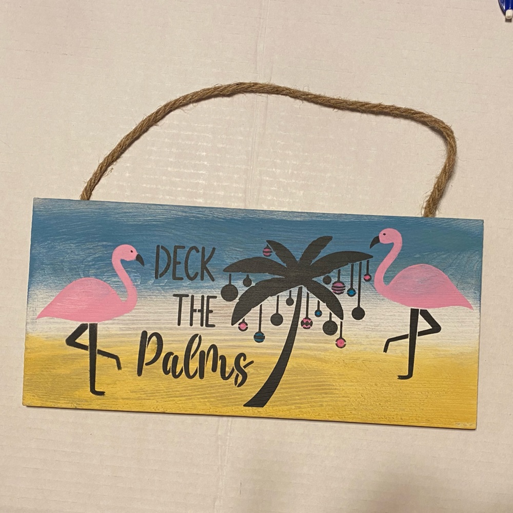Deck the Palms wood sign